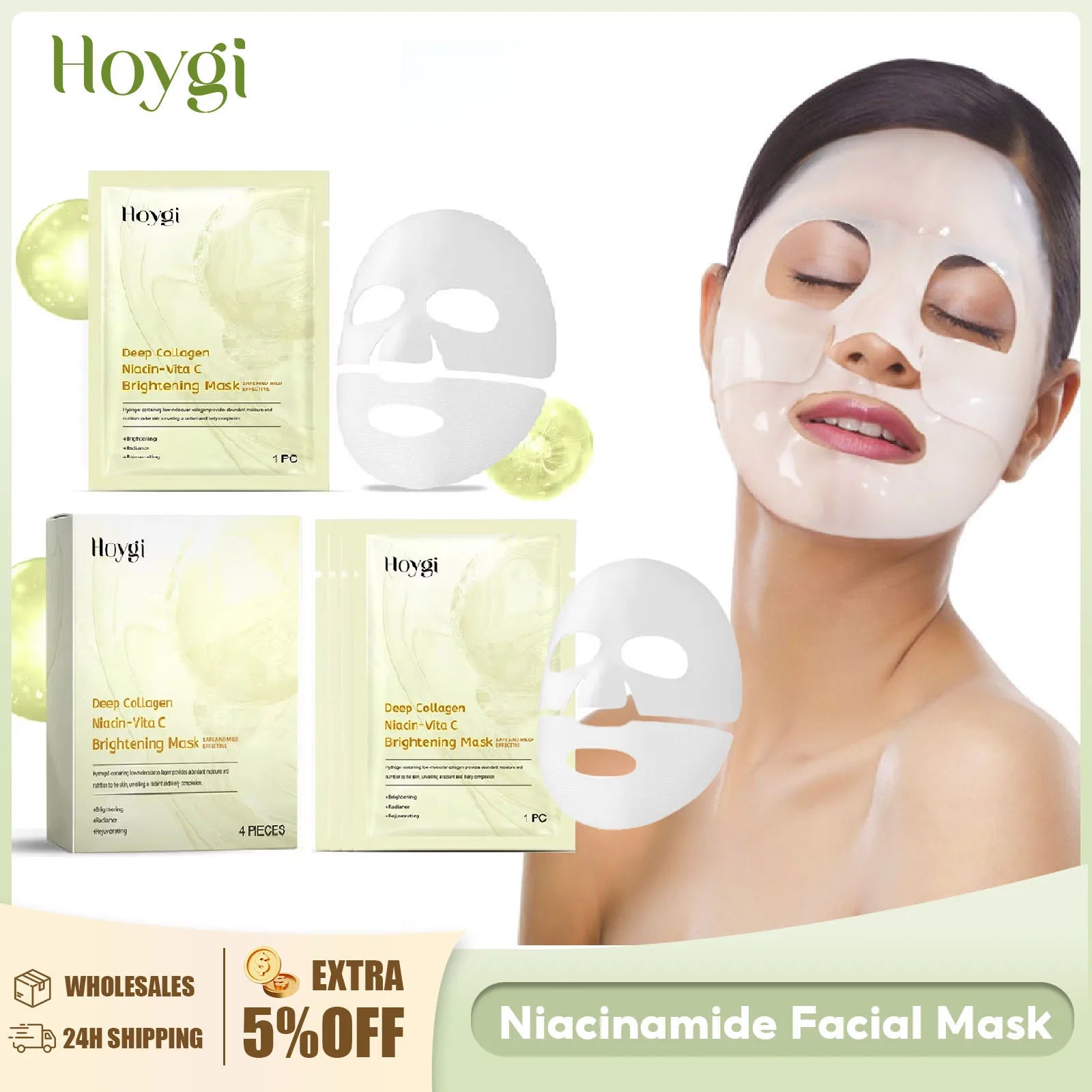 Vitamin C Mask Dark Spot Remover Skin Rejuvenation Smooth Pores Anti Aging Moisturizing Brightening Hyaluronic Acid Facial Mask