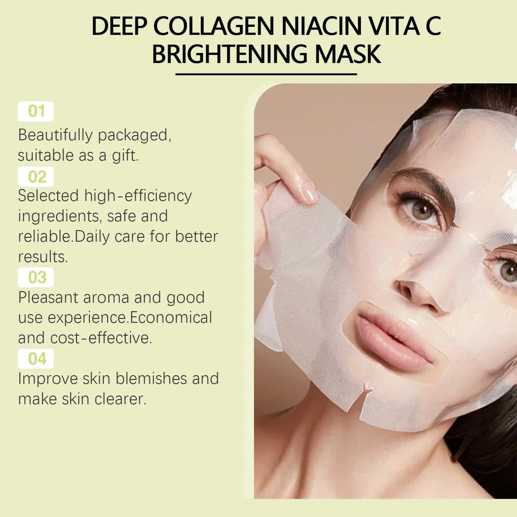 Vitamin C Mask Dark Spot Remover Skin Rejuvenation Smooth Pores Anti Aging Moisturizing Brightening Hyaluronic Acid Facial Mask