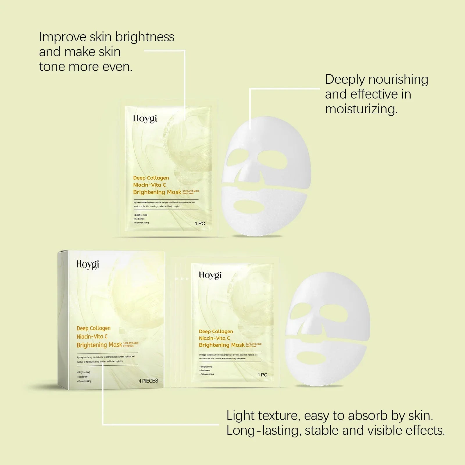 Vitamin C Mask Dark Spot Remover Skin Rejuvenation Smooth Pores Anti Aging Moisturizing Brightening Hyaluronic Acid Facial Mask