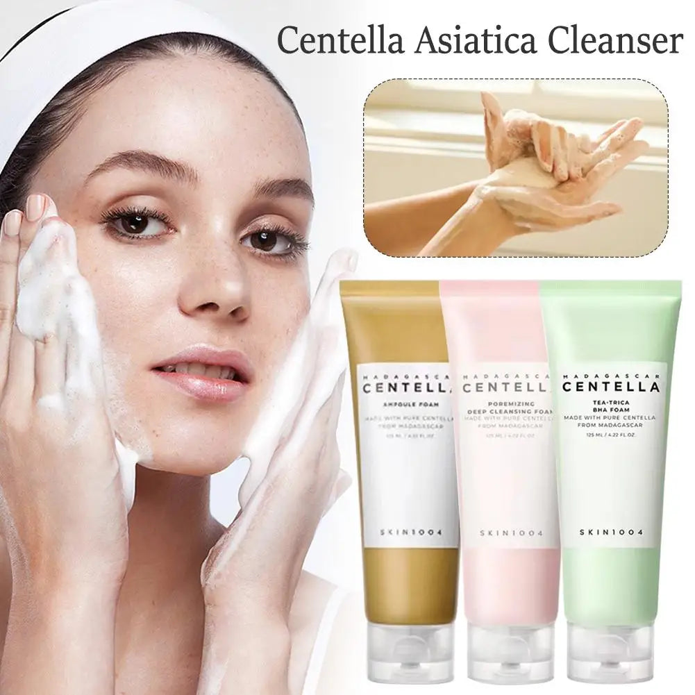 Centella Asiatica Deep Cleansing Foam Facial Cleanser Oil Control Soothing Lotion Remove Pore Mild Exfoliating Skincare Product